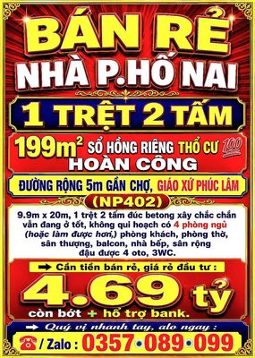 Bán rẻ nhà hố nai, 1trệt 2tấm 199m2 sổ thổ cư đường 5m gần phúc lâm — ảnh 1