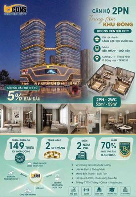 Giỏ hàng Bcons Center City làng ĐHQG Thủ Đức, HCM, 2pn, có nội thất — ảnh 1