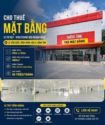 Cho thuê Mặt Tiền Lê Văn Quới 20x23 1 trệt thông suốt siêu thị trả MB — ảnh 1