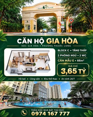 Căn hộ gia hòa – 2 phòng ngủ, giá 3,65 tỷ — ảnh 1