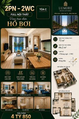 Căn chính chủ chủ cần bán gấp,căn 2pn 2wc 72m2 full nội thất 4tỷ5 — ảnh 1
