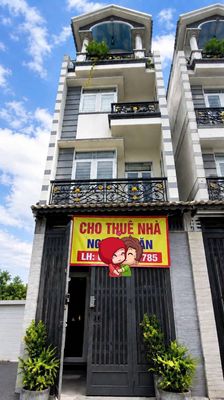Nhà mới đẹp 1trệt 3 lầu sân thượng 4pn 5wc hẻm xe hơi hương lộ 2