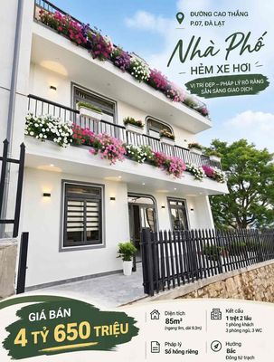 Nhà đẹp cao thắng – hẻm xe hơi – 85m² – sổ riêng – chỉ 4,65 tỷ