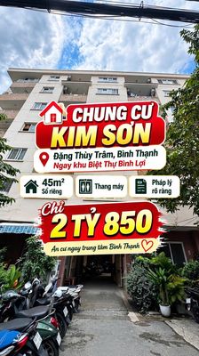 Bán CC Kim Sơn 1, Bình Lợi ,Đặng Thùy Trâm 45m2 có thang máy Sổ riêng