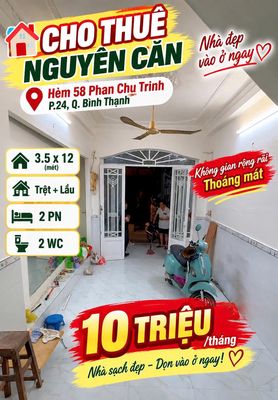 Cho thuê nhà nguyên căn Phan Chu Trinh, Bình Thạnh - 2PN- 10tr