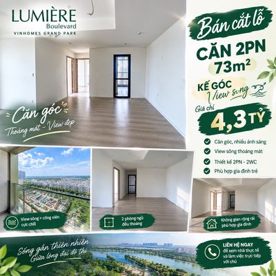 Bán cắt lỗ lumière boulevard 2pn 73m² – ntcb –view sông –nhận nhà ngay