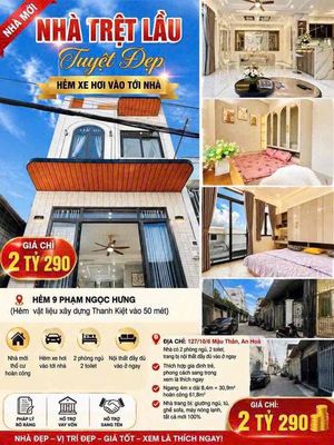 Nhà trệt lầu lộ ô tô giá tốt hẻm 9 phạm ngọc hưng gần siêu thị lotte