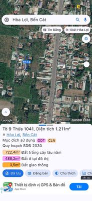 Bán đất 2 mặt tiền 1200m2 Hòa Lợi, Bến Cát, Bình Dương