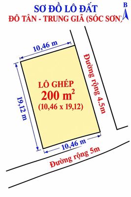 Bán đất Lô góc 200m² full thổ cư tại Đô Tân, Trung Giã (Sóc Sơn)
