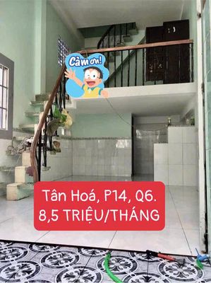 Nhà Thuê Tân Hoá, P14, Quận 6. GIÁ THUÊ : 8,5 TRIỆU/THÁNG