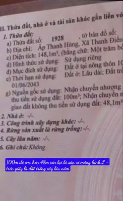 Nhà CHÍNH CHỦ 2PN, 1WC (đất 148 m2 với thổ cư 100m2) GÍA ***