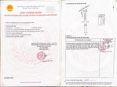 Chính chủ bán đất tân thành 23 (367.9m² – đất sẵn nền – full thổ cư