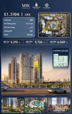 Bán căn hộ 2PN Imperia Sky Park, Tây Hà Nội, hơn 5 tỷ
