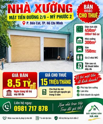 Nhà xưởng mặt tiền Mỹ Phước 2 - Bán/Cho thuê