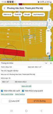 bán lô đất vườn giá siêu tốt, kp4 hắc dịch phú mỹ,dt:10x50 giá 1.6ty