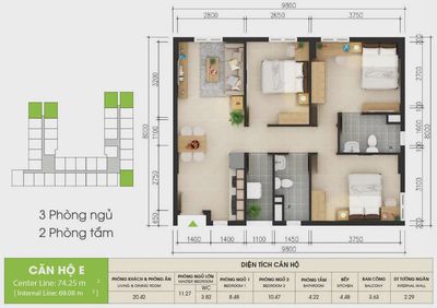 Bán căn hộ sky 9 – căn góc 3 phòng ngủ