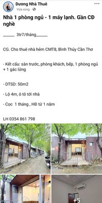 Nhà 1PN+tầng lửng gần CĐ Nghề 3.7tr