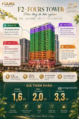 Chiết khấu 19% – chỉ 1.9 tỷ căn hộ sân vườn view biển, f2 fours tower