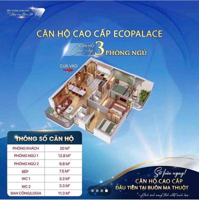 Căn hộ cao cấp Ecopalace Mai Hắc Đế 3PN