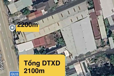 xưởng 2200m mặt tiền Ql13 Tân Định, gần Đại Nam