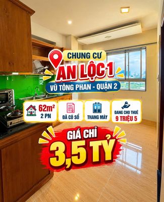 Bán chung cư An Lộc ,1 Vũ Tông Phan,q.2 - 62M2 , 2PN, Sổ riêng, 3.5tỷ — ảnh 1
