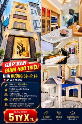 Gấp bán – giảm 400 triệu – nhà 4pn đường 59 gò vấp – chỉ 5 tỷ x tl — ảnh 1