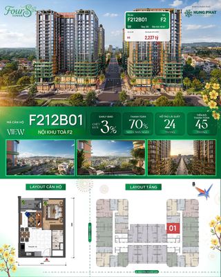 Chỉ 43 triệu/m2 sở hữu căn 1pn cao cấp tòa f2 dự án fours tower — ảnh 1