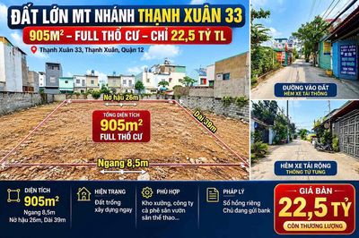 Đất phân lô thạnh xuân – 905m² – full thổ cư – 22,5 tỷ tl — ảnh 1