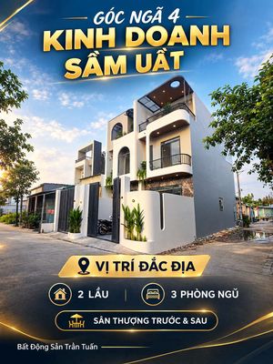 Góc ngã 4 kinh doanh sầm uất, 2 lầu, sân thượng trước sau — ảnh 1