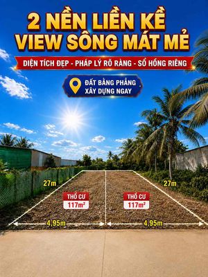 Chính Chủ - bán 2 nền liền kề mặt tiền Rạch Khoán Châu view sông — ảnh 1