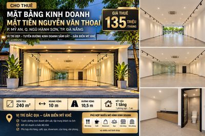 Cho thuê mặt bằng Nguyễn Văn Thoại 240m² – ngang 10m – 135tr/tháng — ảnh 1