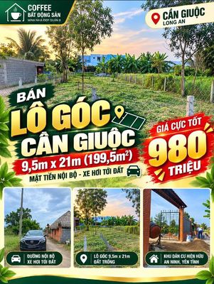 Chỉ 980 triệu – lô góc sổ hồng gần 200m² tại cần giuộc, long an — ảnh 1
