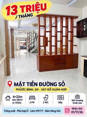 (13tr) Cho thuê nhà 2 tầng - 88m2 - mặt tiền đường số Phước Bình — ảnh 1