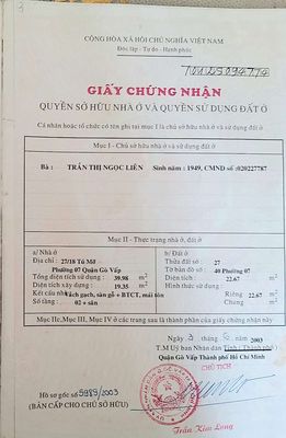 Nhà 1 trệt 1 lầu gần chợ Gò Vấp, đi bộ ra Vincom PVT — ảnh 1