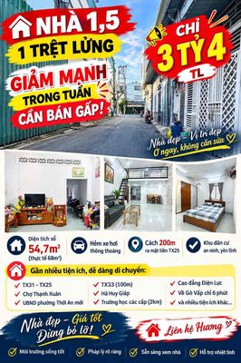 Giảmnhàtrệt lửng 4m, x17m giá 3.4tỷq12 tx25q12thơi — ảnh 1