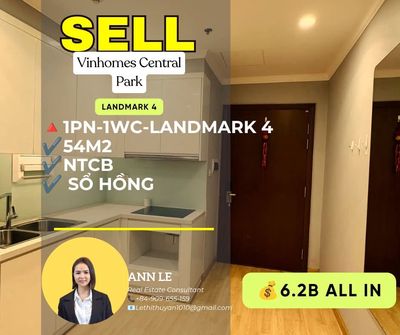 Bán căn hộ Vinhomes Central Park, 1PN, 54m2, 6.2 tỷ — ảnh 1