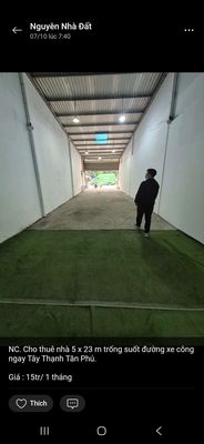 Cho thuê nhà mặt tiền 5x23m ĐƯỜNG XE CÔNG NGAY TÂY THẠNH — ảnh 1