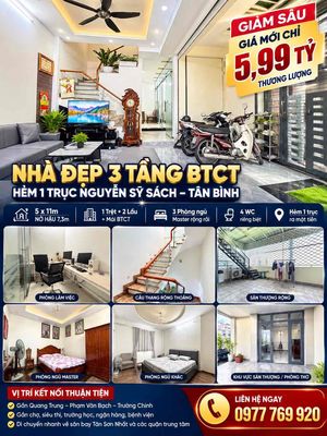 Chỉ còn 5 tỷ 9 tl - nhà nguyễn sỹ sách 70m2 - 3 tầng xây mới full nt — ảnh 1