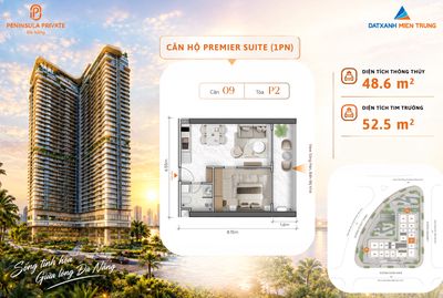 Căn 1PN Peninsula Private (P2-09) view sông biển - Đầu tư cho thuê — ảnh 1