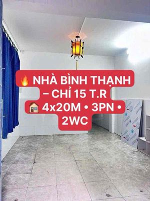 Nhà bình thạnh – chỉ 15 t.r 4x20m • 3pn • 2wc — ảnh 1