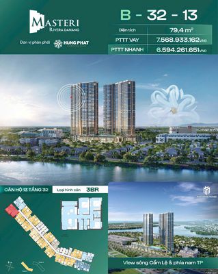 Masteri rivera đà nẵng căn góc 3pn view sông cẩm lệ giá chỉ 6,59 tỷ — ảnh 1
