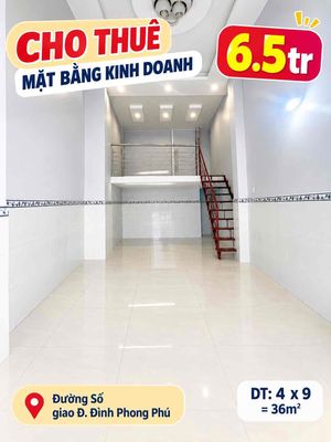 (6.5tr) Cho thuê MTKD đường số gần Đình Phong Phú - 36m2 — ảnh 1