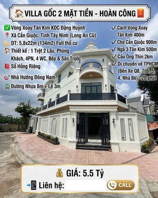 Bán biệt thự Góc 2 Mặt Tiền 2 Tầng, 4PN, Hoàn Công – 5,5 Tỷ — ảnh 1