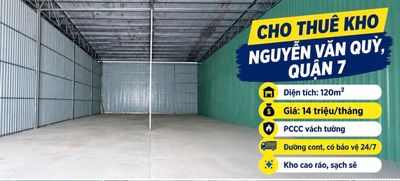 Kho 120m² nguyễn văn quỳ, đường container, bảo vệ 24/7 — ảnh 1
