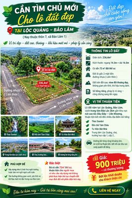 Cần tìm chủ mới cho lô đất 2 mặt tiền đẹp tại Lộc Quảng, Bảo Lâm — ảnh 1