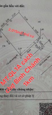 Bán 2,015m2 đất thổ + xưởng nhỏ, MT, QL1A, cách chợ Bình Chánh 1km — ảnh 1