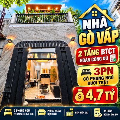 Nhà gò vấp – 30,4m² - 2 tầng btct – hoàn công đủ – 3pn – 4,7 tỷ — ảnh 1