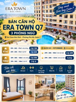 Bán căn hộ 𝐄𝐑𝐀 𝐓𝐎𝐖𝐍 𝐐𝟕 3 phòng ngủ - giá tốt — ảnh 1