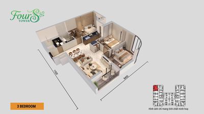 Căn góc 3pn/86.3m2 giá 4.848 tỷ view sông, biển - fours tower — ảnh 1