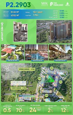 Căn hộ 1pn+ the parkland p2.2903 (mik group) ,giá chỉ từ 2,884 tỷ — ảnh 1